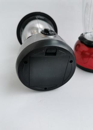 Лампа кемпінгова ліхтар на батарейках срібна червона5 фото
