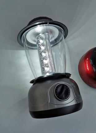 Лампа кемпінгова ліхтар на батарейках срібна червона8 фото