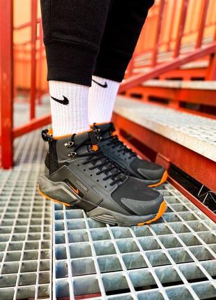 👟 кросівки     nike huarache winter acronym"black/orange" термо    / наложка bs👟