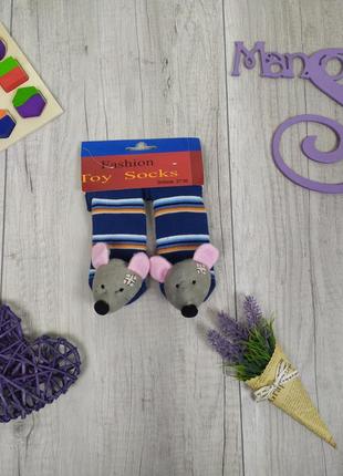 Детские носки fashion носочки с 3d нашивкой мышки полоска размер 27/30 возраст 4 года рост 104