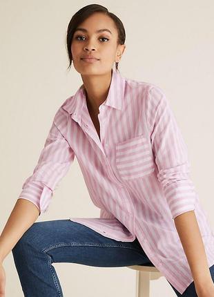 Стильна сорочка рубашка блузка принт смуга полоска оверсайз oversize бренд m&s marks&spencer collection,р.164 фото