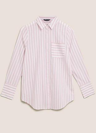 Стильна сорочка рубашка блузка принт смуга полоска оверсайз oversize бренд m&s zara&spencer collection,р.16