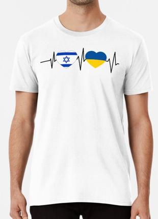 Мужская и женская патриотическая футболка с принтом ukraine israel украина израиль4 фото