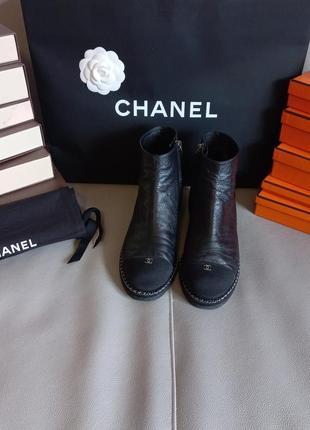 Chanel! оригинал! невероятно классные кожаные ботинки/ботыльоны.