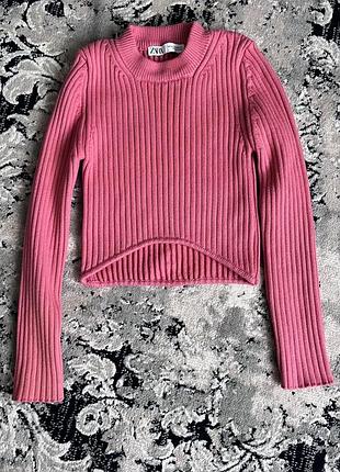 Теплий вкорочений светр zara 2