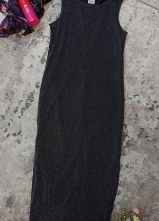 Вечернее платье макси, в металлический блестящий рубчик, без рукавов mackays(размер 14-16)