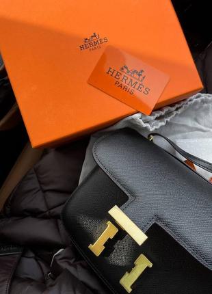 Кожаная женская брендовая сумочка в стиле hermes. цвет черный.7 фото