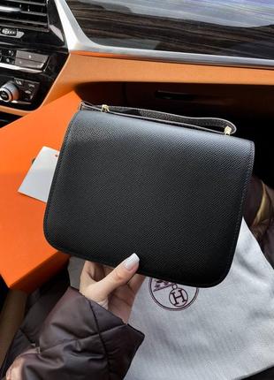 Кожаная женская брендовая сумочка в стиле hermes. цвет черный.5 фото