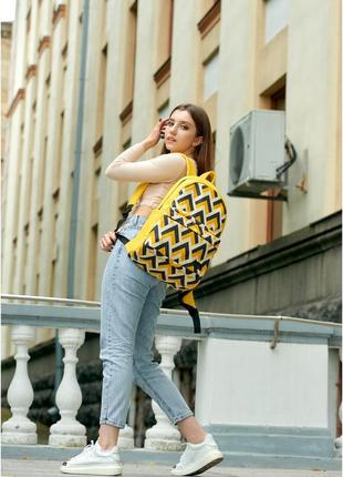 Женский рюкзак sambag zard lst желтый с орнаментом1 фото
