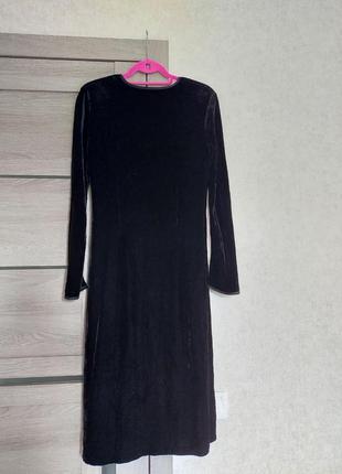 Премиум бренд!черное бархатное вечернее платье миди🔹шелк+вискоза🔹austin reed(размер 12)3 фото