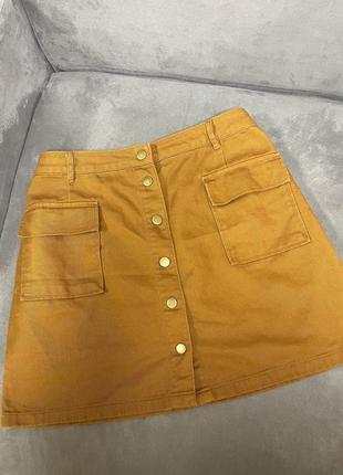 Стильная юбка на пуговицах юбочка кирпичного цвета denim tu1 фото