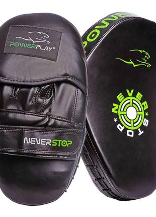 Лапы для бокса боксерские спортивные тренировочные для единоборств powerplay 3051 черно-зеленые pu [пара]