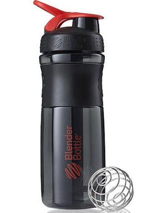 Шейкер спортивный для воды спортивная бутылка для спортсменов blenderbottle sportmixer 28oz/820ml black/red