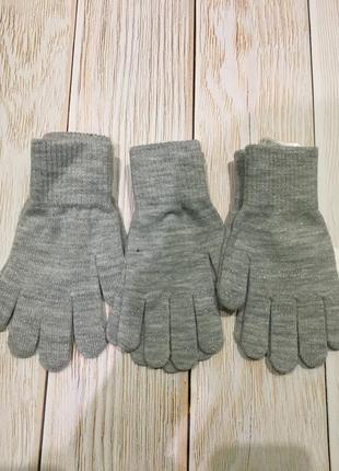 Перчатки серебристые hm 8-14 лет
