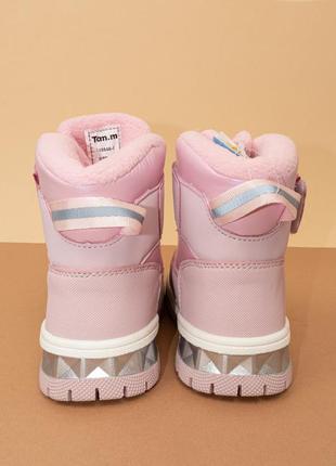Зимове термо взуття для дівчинки рожеві чобітки дутики черевики 25-26 розовые детские зимние ботинки5 фото