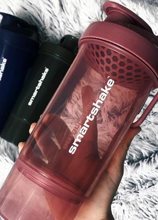 Шейкер спортивний з пружиною для спортивного харчування smartshake original2go one 800ml deep pink ku-225 фото