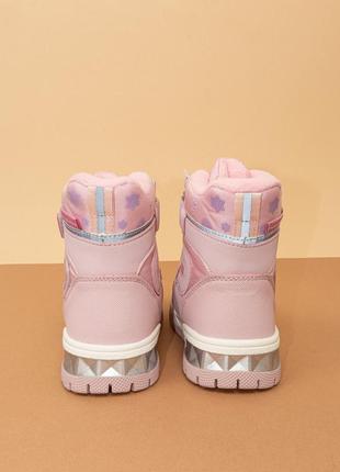 Зимове термо взуття для дівчинки рожеві чобітки дутики черевики 23-28 розовые детские зимние ботинки6 фото