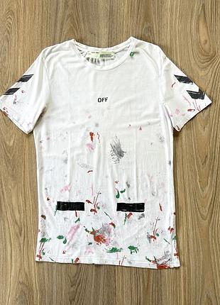 Мужская оригинальная хлопковая футболка с принтом off white