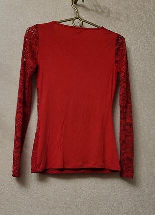 Блузка кружевная, красная3 фото