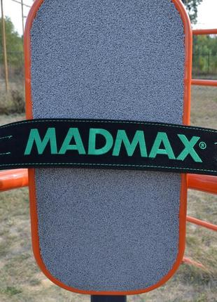 Пояс для важкої атлетики спортивний атлетичний тренувальний madmax mfb-301 шкіряний black/green xxl ku-2210 фото