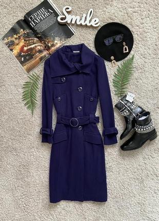 Шерстяное фиолетовое пальто