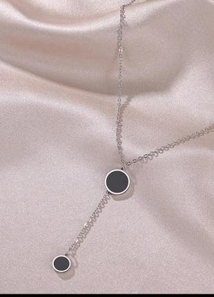 Медсталь підвіска з чорною емаллю медичне срібло купити подарунок медзолото підвіска краватка фораджо стильна чорна підвіска в стилі булгарі фораджо2 фото