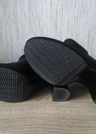 Женские замшевые ботинки полусапожки черные размер 37, каблук 9см5 фото
