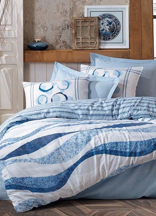 Турецкая постель в приятных голубых оттенках хорошего качества