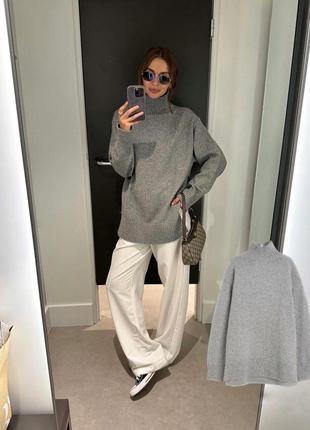 H&m светр подовжений оверсайз сірий2 фото