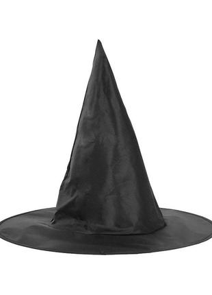 Капелюх відьми, ковпак чарівника чорна однотонна шляпа ведьмы колпак4 фото