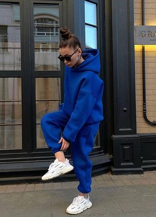 Утепленный женский спортивный костюм худи и штаны3 фото