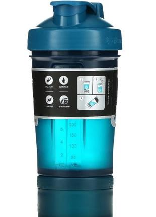 Шейкер спортивний з пружиною для спортивного харчування blenderbottle 650ml з 2-ма контейнерами navy  ku-228 фото