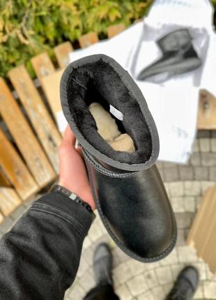 Угги ugg classic mini black leather5 фото