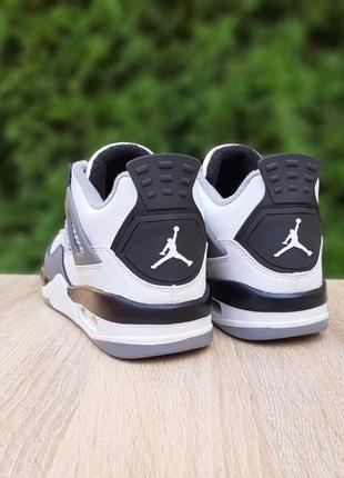 Nike air jordan 4  білі з сірим  шкіра кросівки чоловічі шкіряні відмінна якість зимові осінні на флісі ботінки високі теплі сапоги найк джордан6 фото