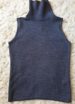 Серая меланжевая водолазка гольф без рукавов шерсть и вискоза5 фото