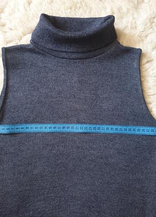 Серая меланжевая водолазка гольф без рукавов шерсть и вискоза7 фото