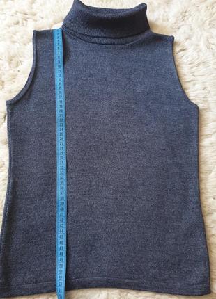 Серая меланжевая водолазка гольф без рукавов шерсть и вискоза6 фото