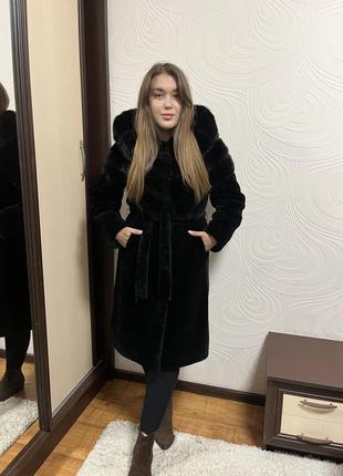 Шуба мутон + норка