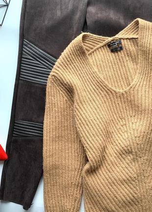 👚восхитительный коричневый свитер/тёплый бежевый свитер/свободный светлый свитер шерсть👚5 фото