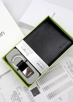 Чоловічий гаманець calvin klein чорний портмоне подарунок у подарунковій упаковці брату / колезі