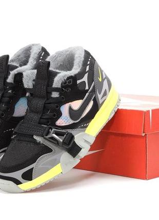 Зимние мужские кроссовки nike air trainer 1 sp black grey (мех) 40-41-42-43-44-45-46