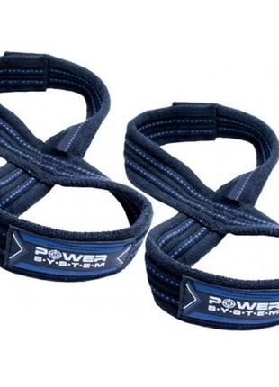 Лямки для тяги спортивні еластичні ремінці для тяги (вісмірка) power system ps-3405 figure 8 black/blue l/xl ku-22