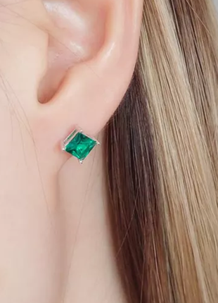 Смарагд сережки кулон срібло3 фото