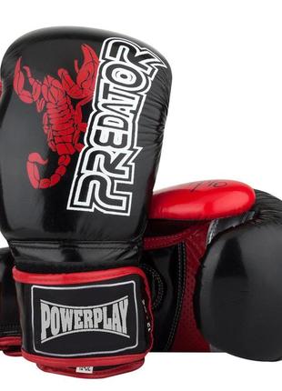 Перчатки боксерские для бокса спортивные для единоборств powerplay 3007 scorpio черные карбон 14 унций ku-22