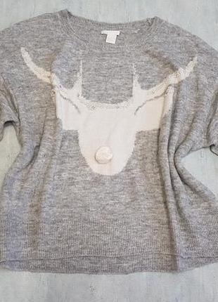 В'язаний светр, джемпер h&m з м'якої пряжі з додаванням вовни.
