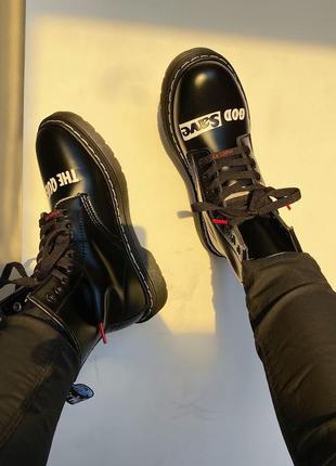 Женские кожаные ботинки dr. martens 1460 sex pistols black rolled smooth 🖤3 фото