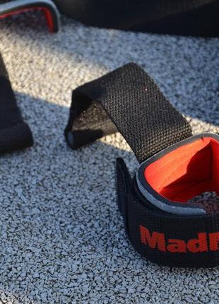 Лямки для тяги спортивные эластичные ремешки для тяги madmax mfa-332 pwr straps+ black/grey/red ku-228 фото