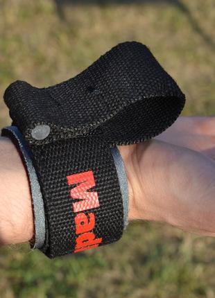 Лямки для тяги спортивные эластичные ремешки для тяги madmax mfa-332 pwr straps+ black/grey/red ku-224 фото
