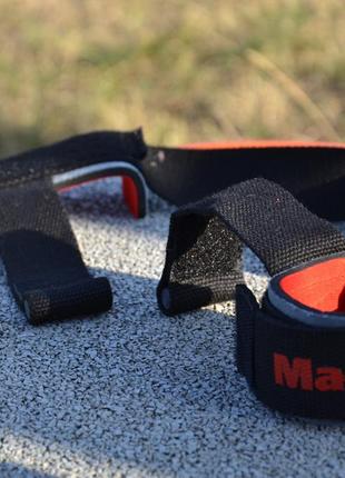 Лямки для тяги спортивные эластичные ремешки для тяги madmax mfa-332 pwr straps+ black/grey/red ku-227 фото