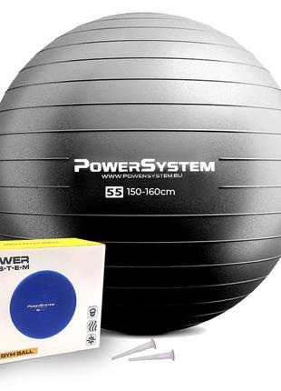 Фітбол м'яч для фітнесу спортивний тренувальний power system ps-4011 ø55 cm pro gymball black ku-22